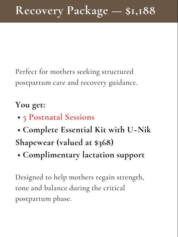 DEPOSIT - Recovery Package (5 Postnatal + Complete Essential Kit with U~Nik Shapewear)